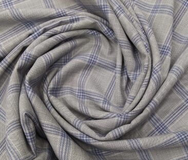 Absoluto Men's Terry Rayon Unstitched Broad Checks Suiting Fabric (Light Grey)