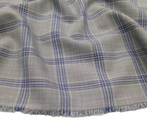 Absoluto Men's Terry Rayon Unstitched Broad Checks Suiting Fabric (Light Grey)