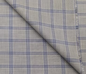 Absoluto Men's Terry Rayon Unstitched Broad Checks Suiting Fabric (Light Grey)