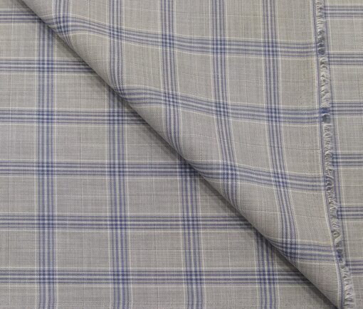 Absoluto Men's Terry Rayon Unstitched Broad Checks Suiting Fabric (Light Grey)