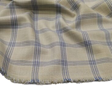 Absoluto Men's Terry Rayon Unstitched Broad Checks Suiting Fabric (Beige)
