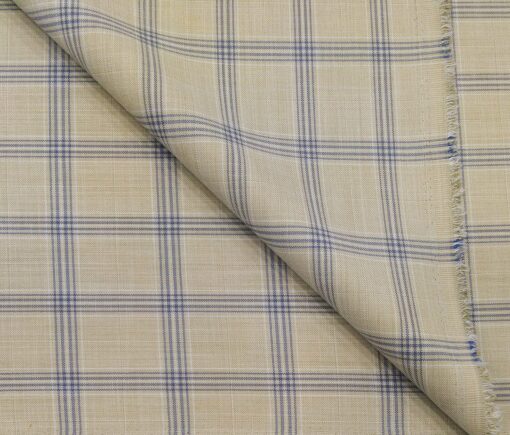 Absoluto Men's Terry Rayon Unstitched Broad Checks Suiting Fabric (Beige)