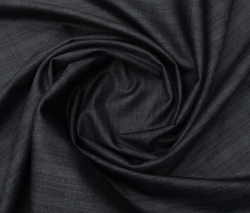 Absoluto Men's Terry Rayon Unstitched Self Checks Suiting Fabric (Dark Blueish Grey)