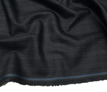 Absoluto Men's Terry Rayon Unstitched Self Checks Suiting Fabric (Dark Blueish Grey)