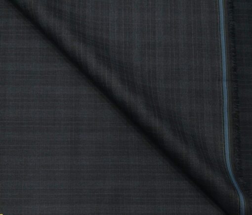 Absoluto Men's Terry Rayon Unstitched Self Checks Suiting Fabric (Dark Blueish Grey)