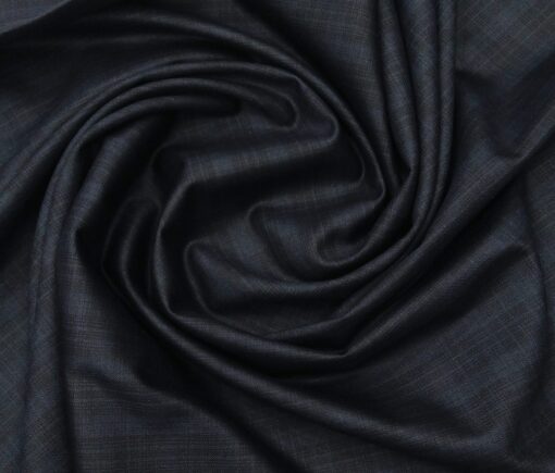 Absoluto Men's Terry Rayon Unstitched Self Checks Suiting Fabric (Dark Blue)