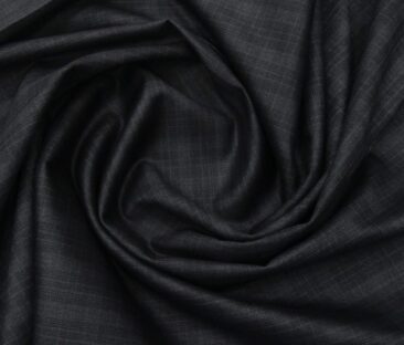 Absoluto Men's Terry Rayon Unstitched Self Checks Suiting Fabric (Dark Navy Blue)