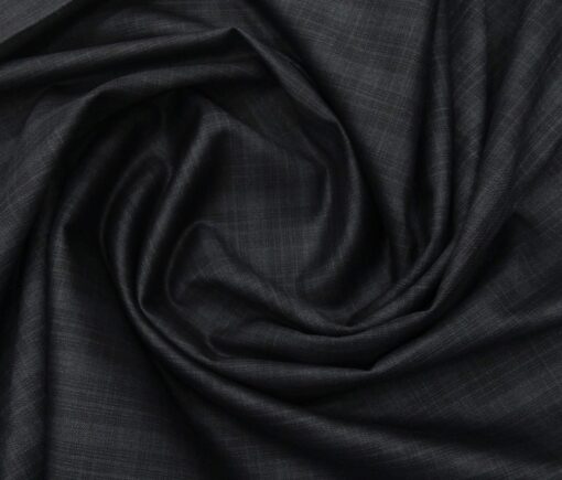 Absoluto Men's Terry Rayon Unstitched Self Checks Suiting Fabric (Dark Navy Blue)
