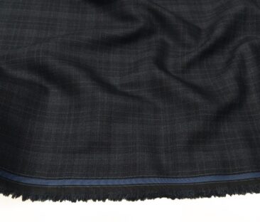 Absoluto Men's Terry Rayon Unstitched Self Checks Suiting Fabric (Dark Navy Blue)