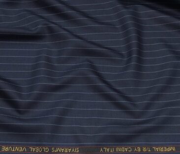 Cadini Men's Terry Rayon Unstitched Striped Suiting Fabric (Dark Blue)