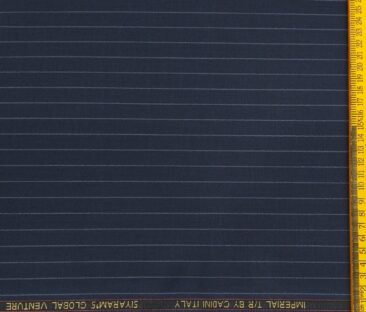 Cadini Men's Terry Rayon Unstitched Striped Suiting Fabric (Dark Blue)