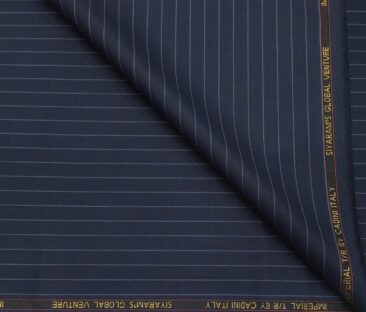 Cadini Men's Terry Rayon Unstitched Striped Suiting Fabric (Dark Blue)