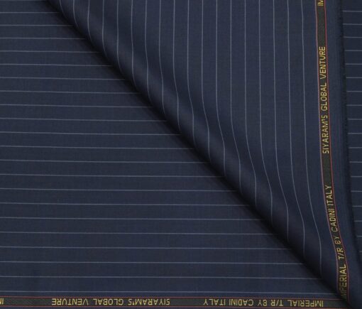Cadini Men's Terry Rayon Unstitched Striped Suiting Fabric (Dark Blue)
