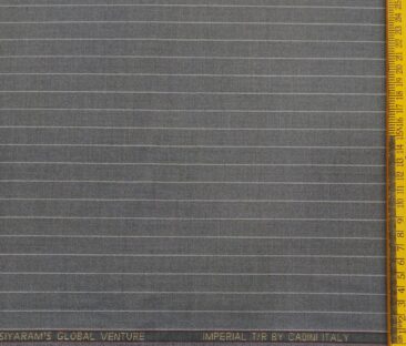 Cadini Men's Terry Rayon Unstitched Striped Suiting Fabric (Silver Grey)