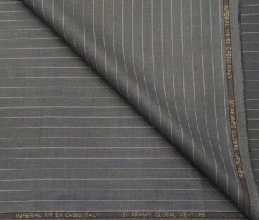 Cadini Men's Terry Rayon Unstitched Striped Suiting Fabric (Silver Grey)