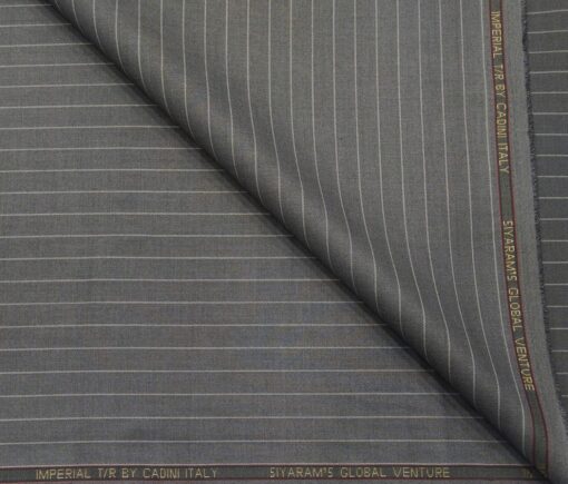 Cadini Men's Terry Rayon Unstitched Striped Suiting Fabric (Silver Grey)