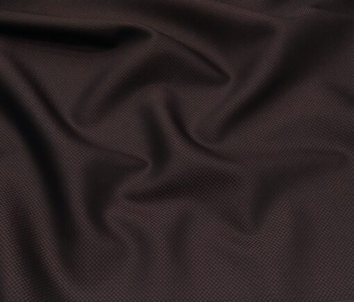 Cadini Men's Terry Rayon Unstitched Oxford Weave Suiting Fabric (Dark Wine)