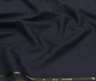 Cadini Men's Terry Rayon Unstitched Self Checks Suiting Fabric (Dark Royal Blue)