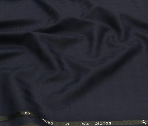 Cadini Men's Terry Rayon Unstitched Self Checks Suiting Fabric (Dark Royal Blue)