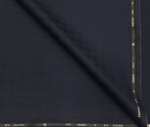 Cadini Men's Terry Rayon Unstitched Self Checks Suiting Fabric (Dark Royal Blue)