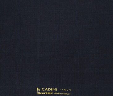 Cadini Men's Terry Rayon Unstitched Self Broad Checks Suiting Fabric (Dark Royal Blue)