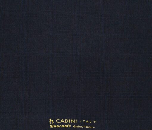 Cadini Men's Terry Rayon Unstitched Self Broad Checks Suiting Fabric (Dark Royal Blue)