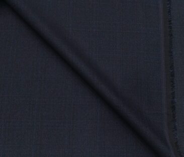 Cadini Men's Terry Rayon Unstitched Self Broad Checks Suiting Fabric (Dark Royal Blue)