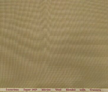 Cadini Men's Wool Super 140s Unstitched 3.25 Meter Structured Suit Fabric (Beige)