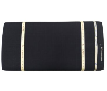 Cadini Men's Wool Super 140s Unstitched 3.25 Meter Self Checks Suit Fabric (Dark Blue)