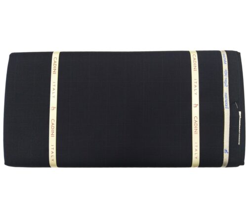 Cadini Men's Wool Super 140s Unstitched 3.25 Meter Self Checks Suit Fabric (Dark Blue)