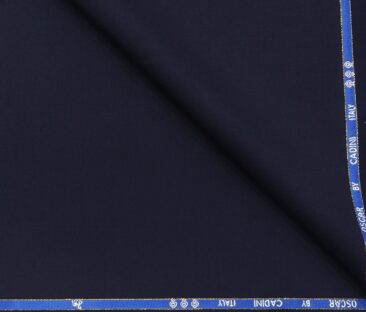 Cadini Men's Wool Super 140s Unstitched 3.25 Meter Solid Suit Fabric (Dark Blue)