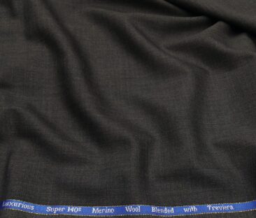 Cadini Men's Wool Super 140s Unstitched 3 Meter Self Design Suit Fabric (Dark Grey)