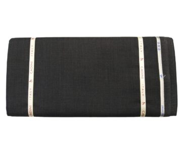 Cadini Men's Wool Super 140s Unstitched 3 Meter Self Design Suit Fabric (Dark Grey)