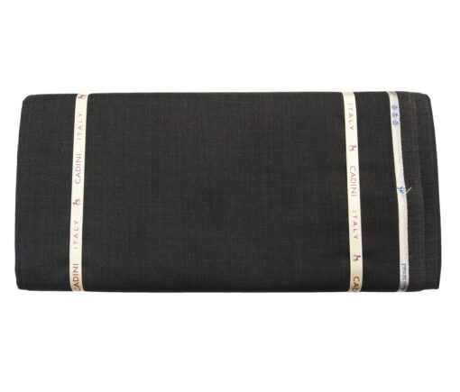 Cadini Men's Wool Super 140s Unstitched 3 Meter Self Design Suit Fabric (Dark Grey)