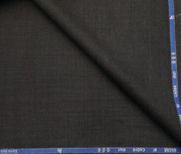 Cadini Men's Wool Super 140s Unstitched 3 Meter Self Design Suit Fabric (Dark Grey)