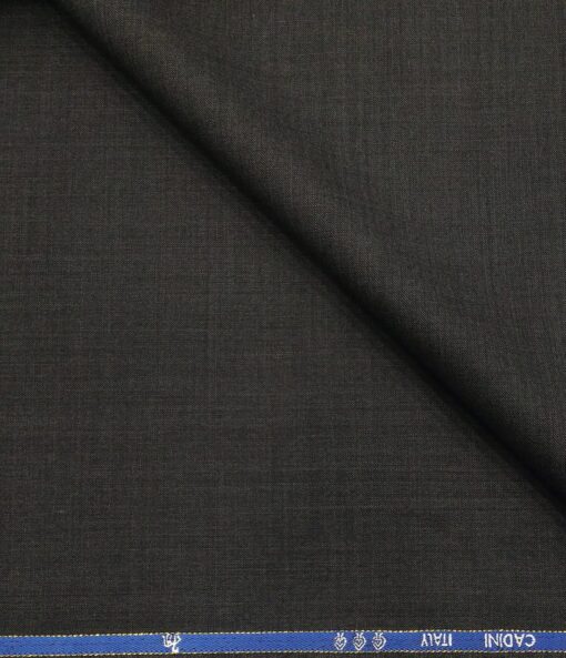 Cadini Men's Wool Super 140s Unstitched 3 Meter Self Design Suit Fabric (Dark Grey)