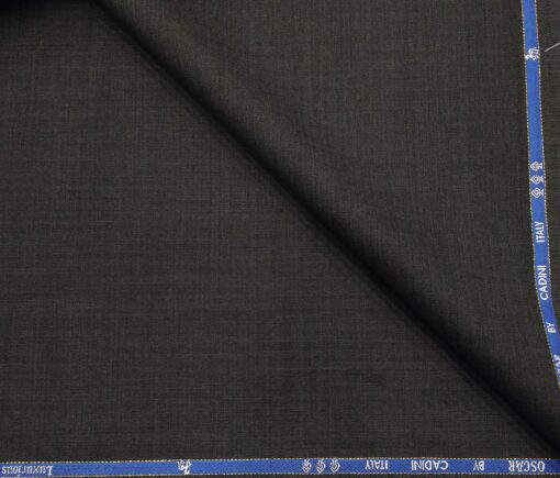Cadini Men's Wool Super 140s Unstitched 3 Meter Self Design Suit Fabric (Dark Grey)