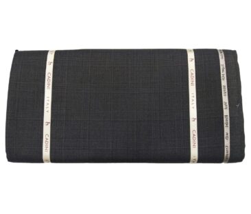 Cadini Men's Wool Super 140s Unstitched 3.25 Meter Self Checks Suit Fabric (Dark Grey)