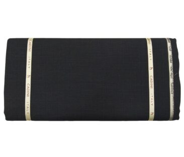Cadini Men's Wool Super 140s Unstitched 3.25 Meter Self Striped Suit Fabric (Dark Worsted Grey)