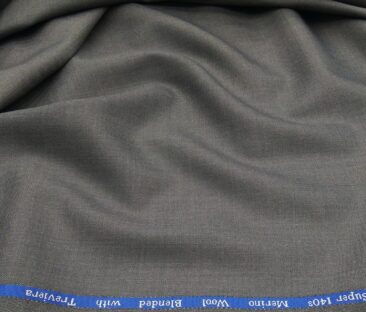 Cadini Men's Wool Super 140s Unstitched 3 Meter Self Design Suit Fabric (Light Grey)