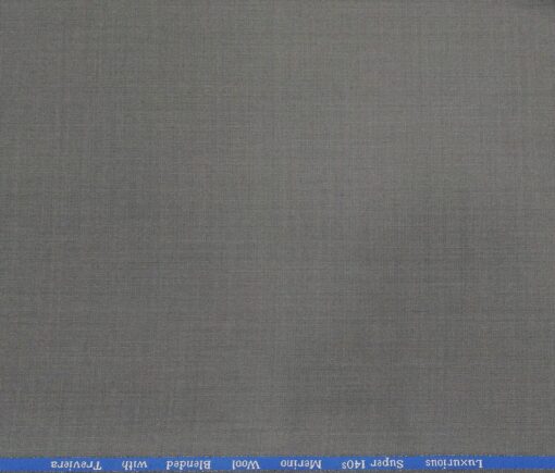 Cadini Men's Wool Super 140s Unstitched 3 Meter Self Design Suit Fabric (Light Grey)