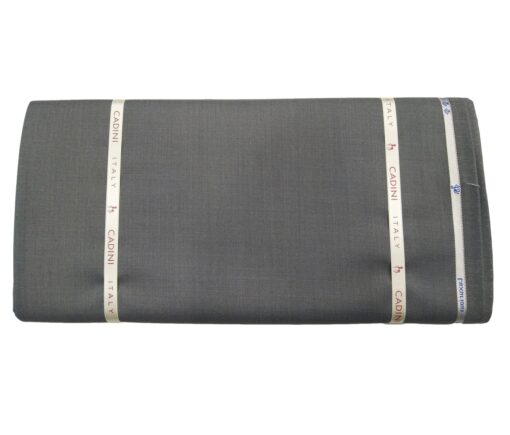 Cadini Men's Wool Super 140s Unstitched 3 Meter Self Design Suit Fabric (Light Grey)