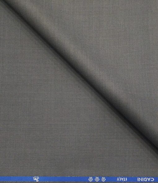 Cadini Men's Wool Super 140s Unstitched 3 Meter Self Design Suit Fabric (Light Grey)