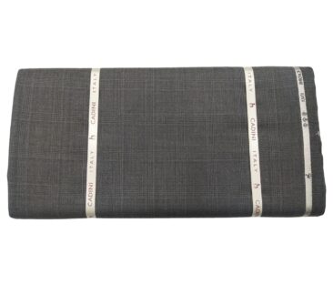 Cadini Men's Wool Super 140s Unstitched 3.25 Meter Self Checks Suit Fabric (Medium Grey)