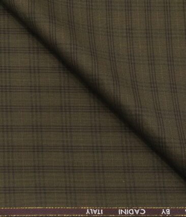 Cadini Men's Poly Wool Super 90s Unstitched Checks Suiting Fabric (Coffee Brown)