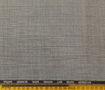 Cadini Men's Poly Wool Super 90s Unstitched Self Checks Suiting Fabric (Light Grey)