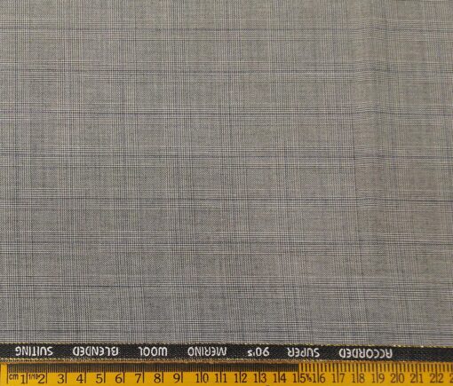 Cadini Men's Poly Wool Super 90s Unstitched Self Checks Suiting Fabric (Light Grey)
