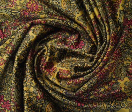 Don & Julio Men's Velvet Unstitched 2.25 Meter Printed BandhGala Suiting Fabric (Golden)