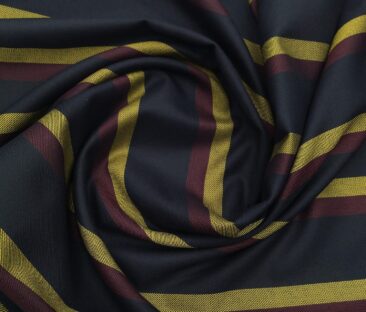 Don & Julio Men's Terry Rayon Unstitched 2 Meter Striped Suiting Fabric (Dark Blue)