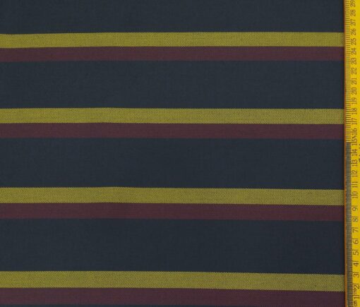 Don & Julio Men's Terry Rayon Unstitched 2 Meter Striped Suiting Fabric (Dark Blue)